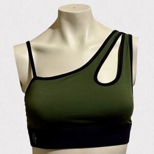 Citrine Glow asymmetrical sports bra, Size Small